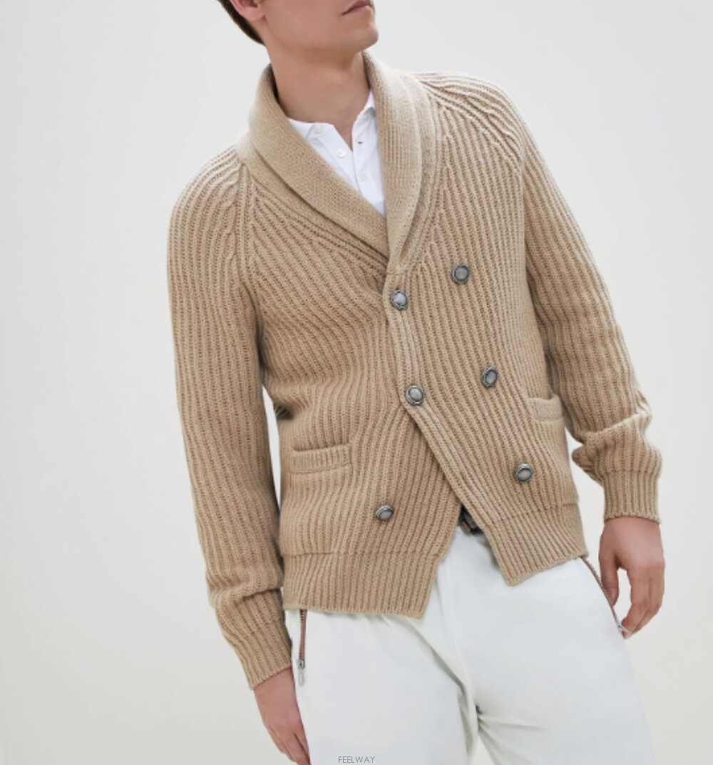 BRUNELLO CUCINELLI (국내 당일 발송) 브루넬로 쿠치넬리 캐시미어 더블 숄카라 가디건 실제 상품 상세 사진 7
