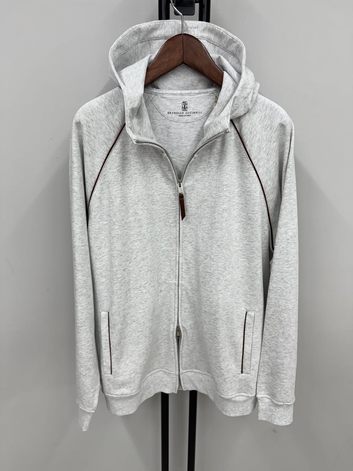 BRUNELLO CUCINELLI (국내 당일발송) 브루넬로쿠치넬리 멜란지 레더 후드 트레이닝 셋업